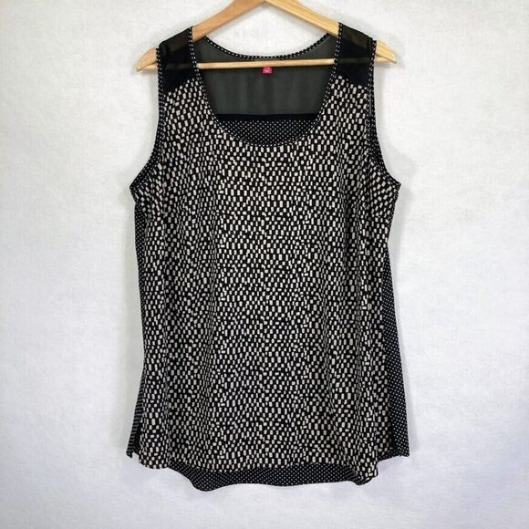 🔥 3/$15 🔥Vince Camuto Sleeveless Blouse Lightweight Flowy Academia Grandma 14W - Picture 1 of 4
